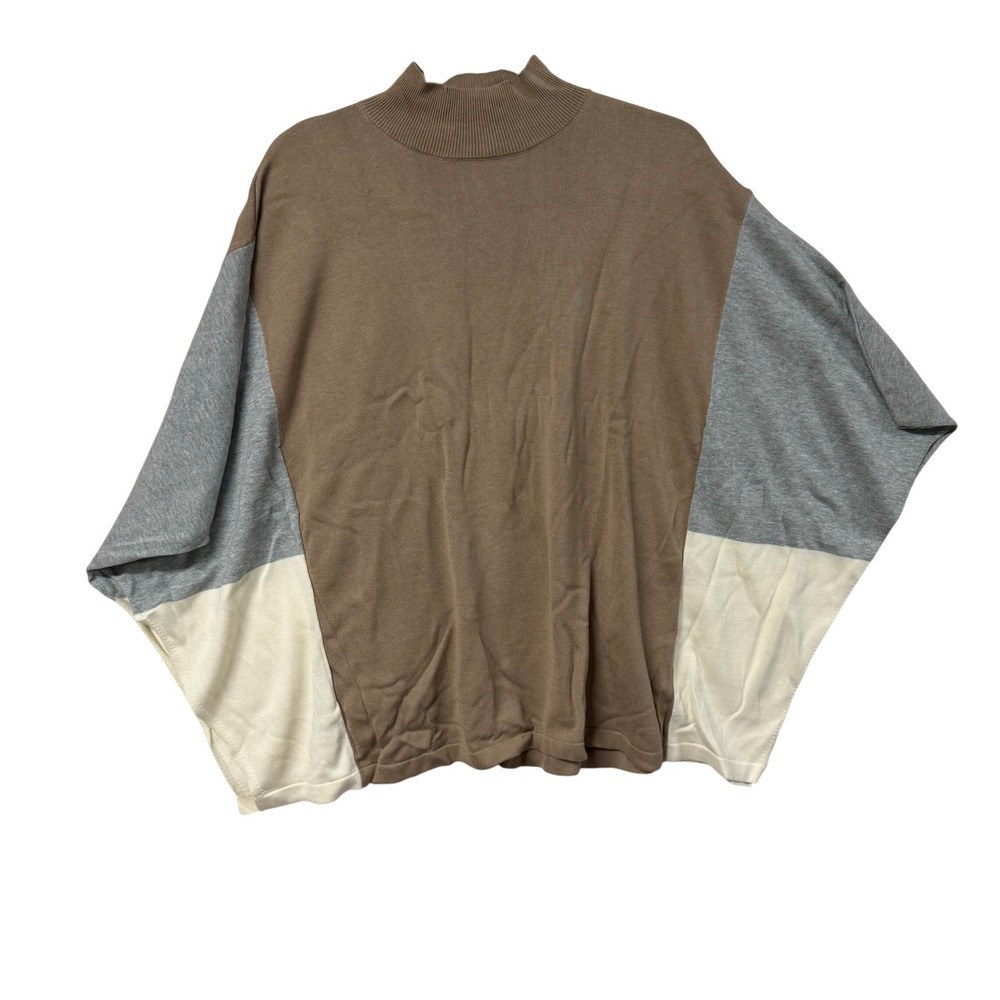 Belle by Kim Gravel Womens XXS Colorblock Mock Neck Dolman Sweater Tan A663041